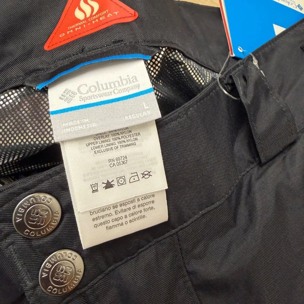 Columbia Mens Omni-Heat Snow Pants XL Black Waterproof Insulated Ski Cargo New